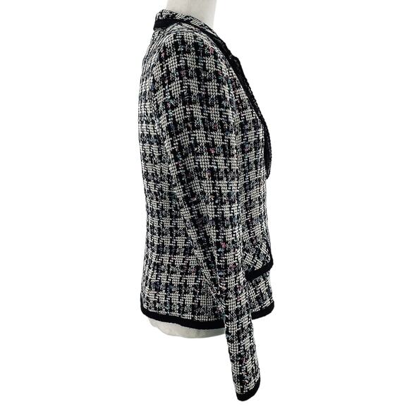 Giancarlo Ferrari Vtg Navy Blue White Plaid Tweed Edged Lined Blazer Jacket 8 - Picture 4 of 16